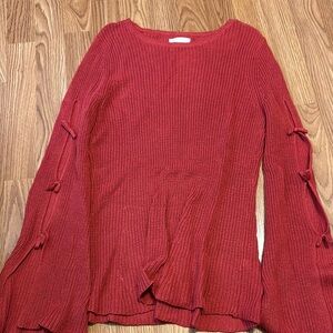 LC Lauren Conrad Vibrant Red Sweater with Bell Sleeves